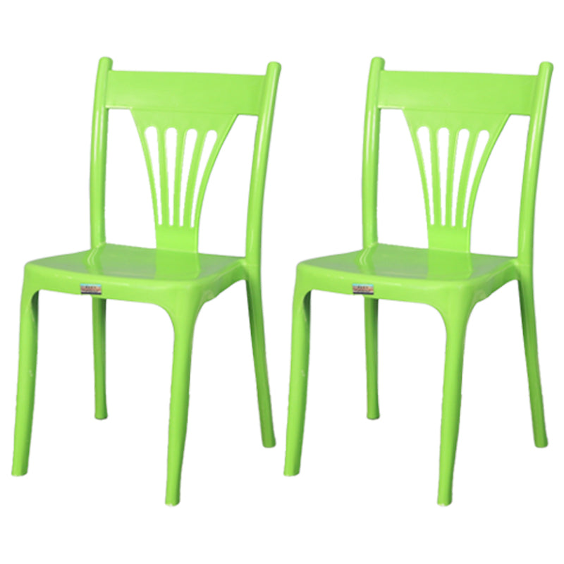 Silla apilable de estilo contemporáneo con respaldo de listones de plástico, silla sin brazos