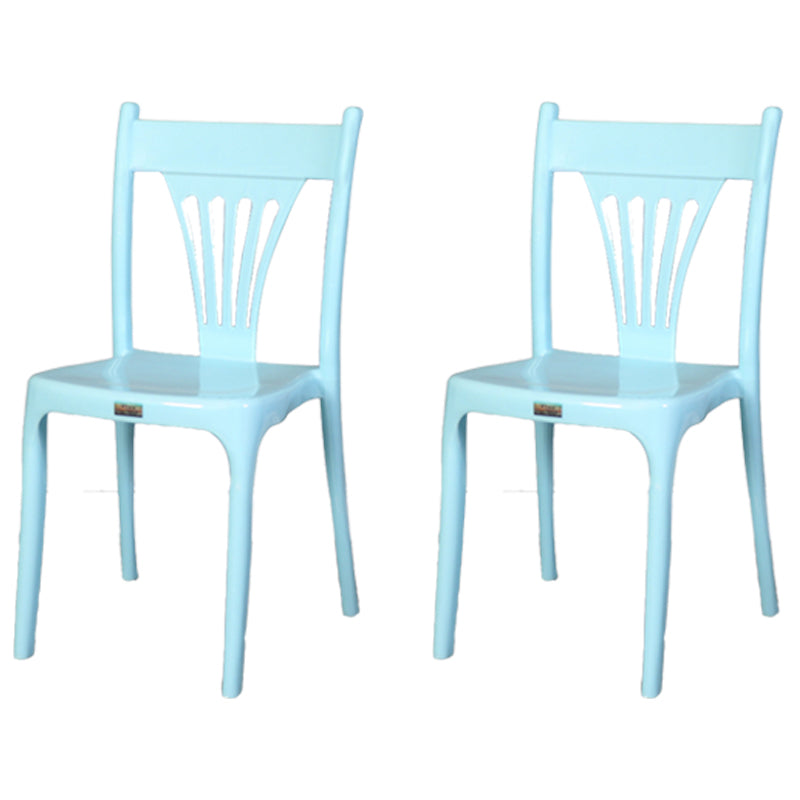 Silla apilable de estilo contemporáneo con respaldo de listones de plástico, silla sin brazos