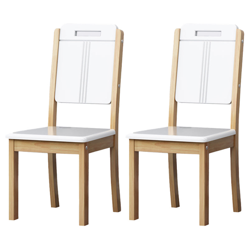 Silla de comedor industrial de madera para el hogar, silla auxiliar de comedor con respaldo abierto y sin brazos (juego de 2)