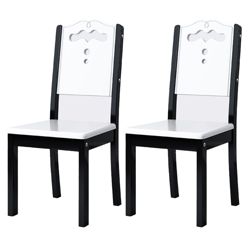 Silla de comedor industrial de madera para el hogar, silla auxiliar de comedor con respaldo abierto y sin brazos (juego de 2)