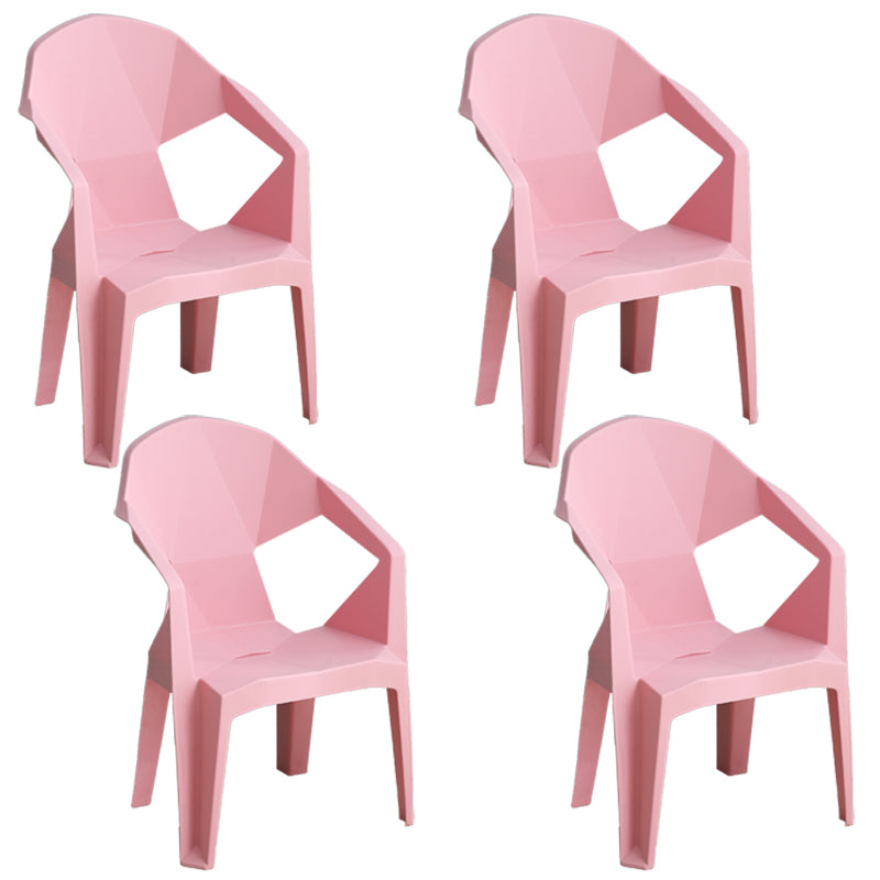 Contemporary Style Dining Chair Plastic Dining Arm Side Chairs for Kitchen (Set of 4)