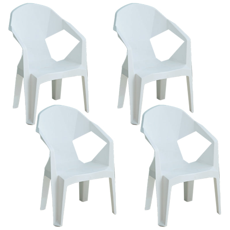 Contemporary Style Dining Chair Plastic Dining Arm Side Chairs for Kitchen (Set of 4)