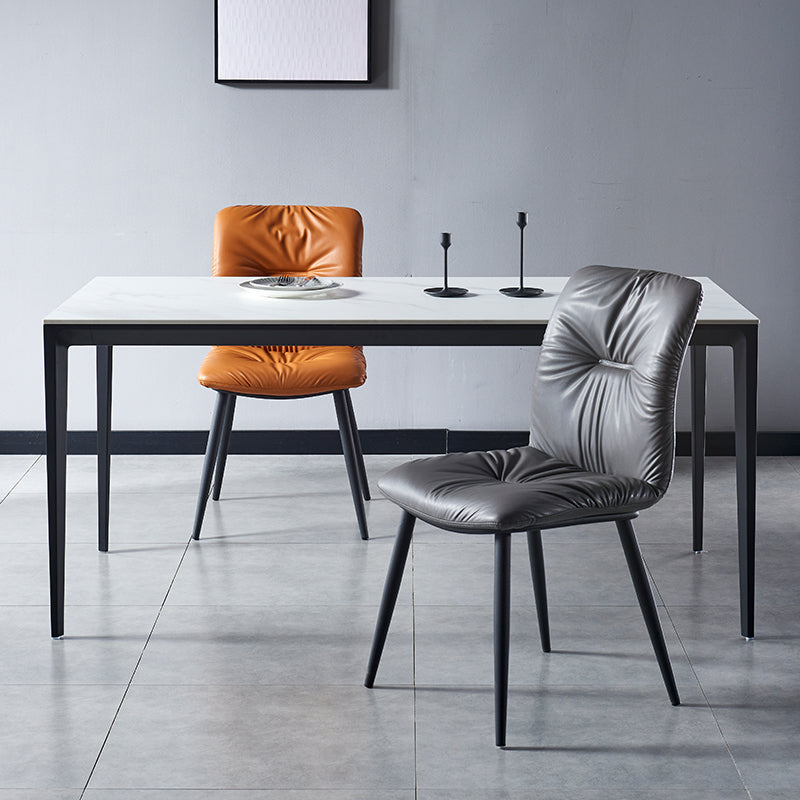 Chaise latérale d'intérieur industrielle chaise de salle à manger tapissée en métal à dossier solide