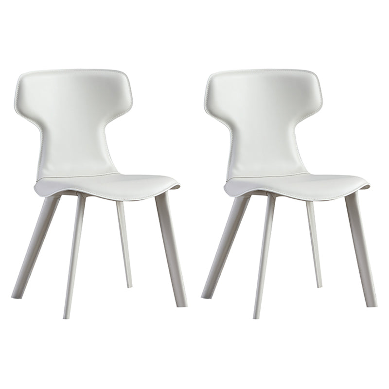 Sillas de comedor de metal contemporáneas Sillas de comedor de cuero (juego de 2)
