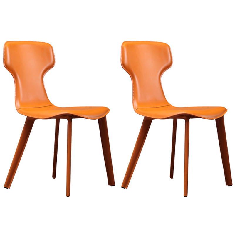 Sillas de comedor de metal contemporáneas Sillas de comedor de cuero (juego de 2)