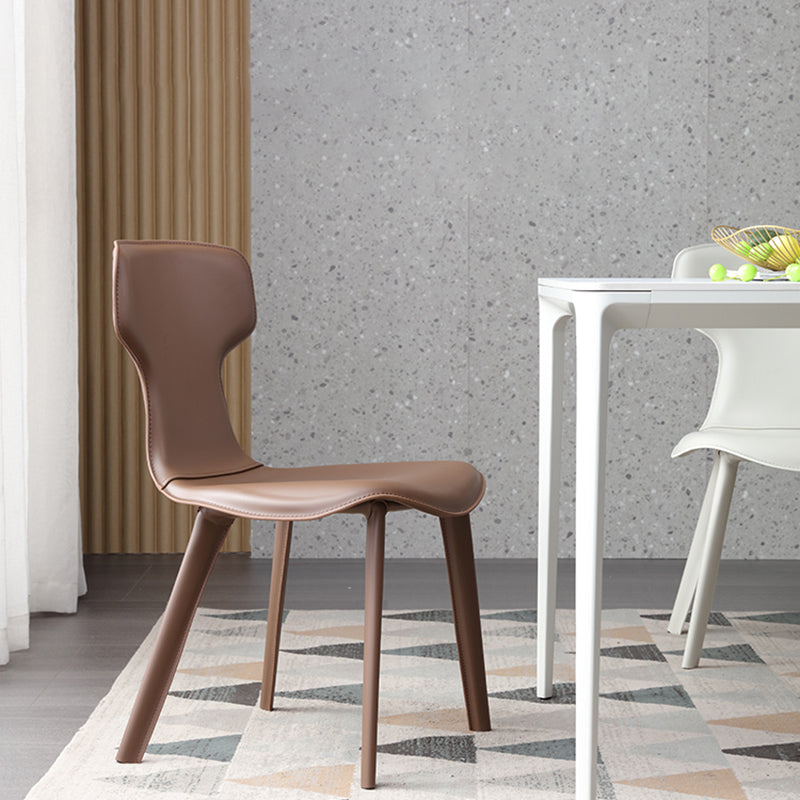 Sillas de comedor de metal contemporáneas Sillas de comedor de cuero (juego de 2)
