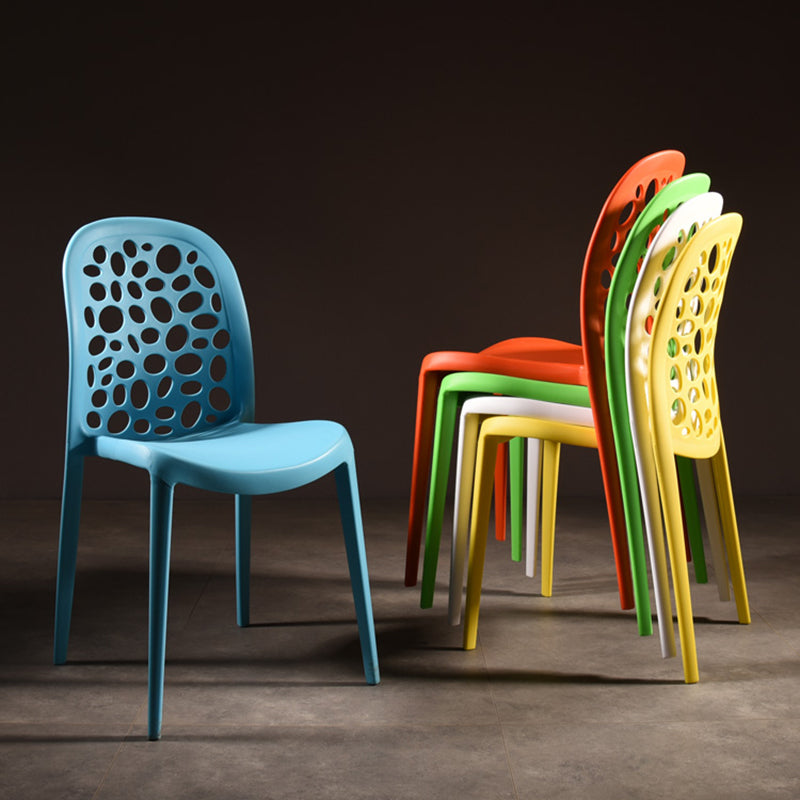 Silla de comedor de plástico de estilo moderno, silla auxiliar de comedor sin brazos para cocina (juego de 4)