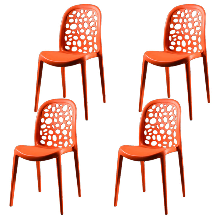 Silla de comedor de plástico de estilo moderno, silla auxiliar de comedor sin brazos para cocina (juego de 4)