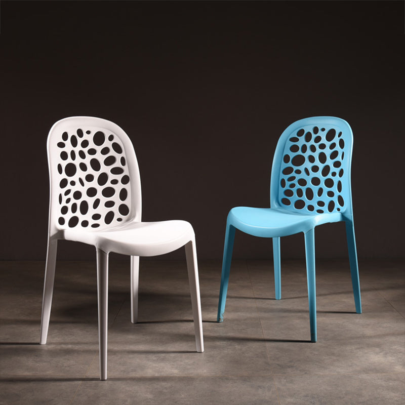 Silla de comedor de plástico de estilo moderno, silla auxiliar de comedor sin brazos para cocina (juego de 4)