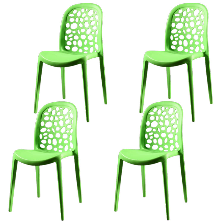 Silla de comedor de plástico de estilo moderno, silla auxiliar de comedor sin brazos para cocina (juego de 4)