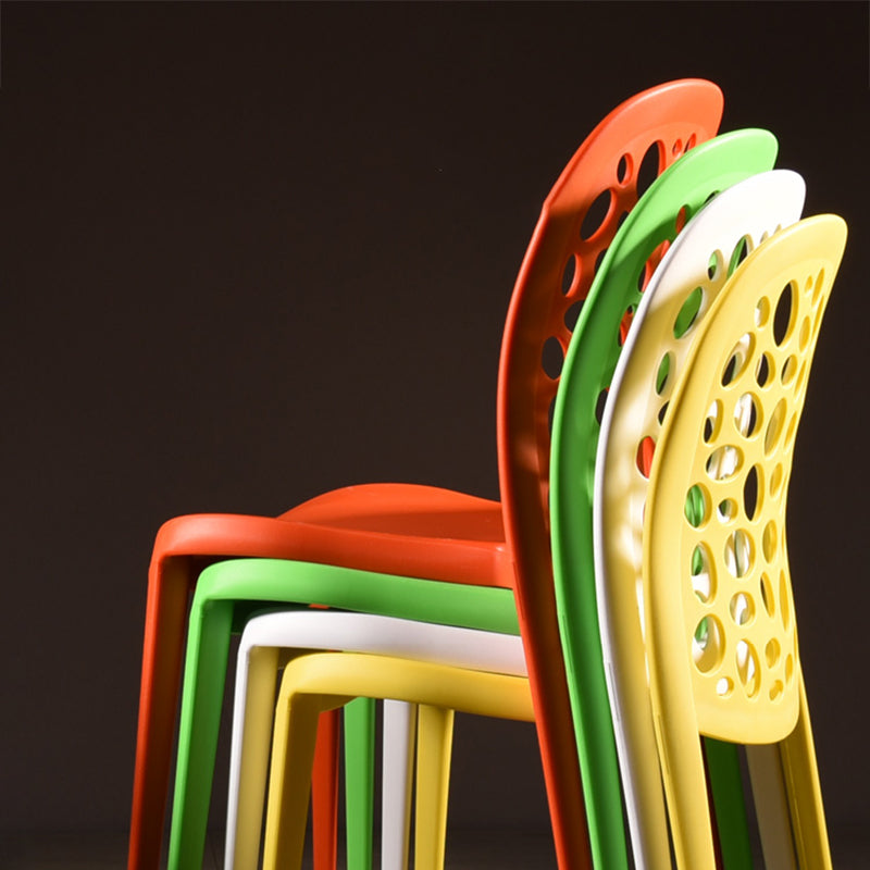 Silla de comedor de plástico de estilo moderno, silla auxiliar de comedor sin brazos para cocina (juego de 4)