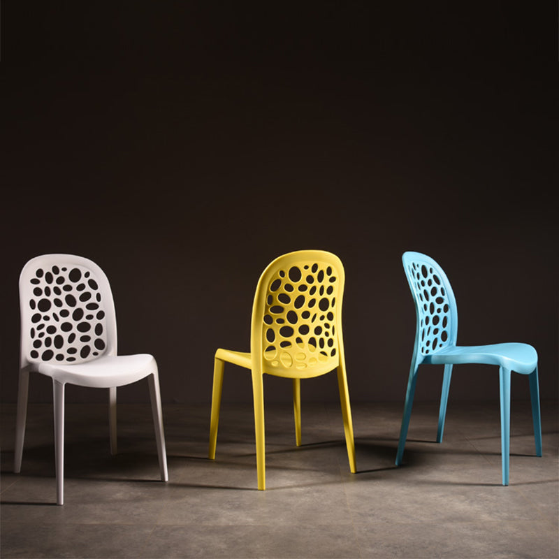 Silla de comedor de plástico de estilo moderno, silla auxiliar de comedor sin brazos para cocina (juego de 4)