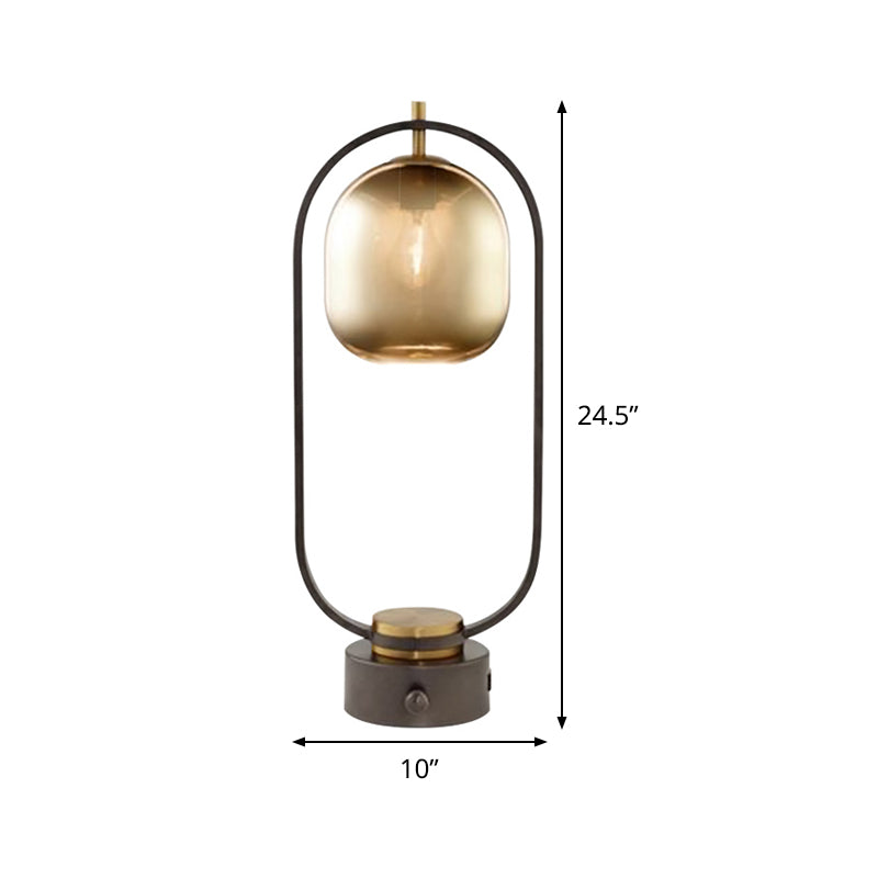 Metal Oval Night Table Lamp Post-Modern 1 Light Black Nightstand Light for Living Room