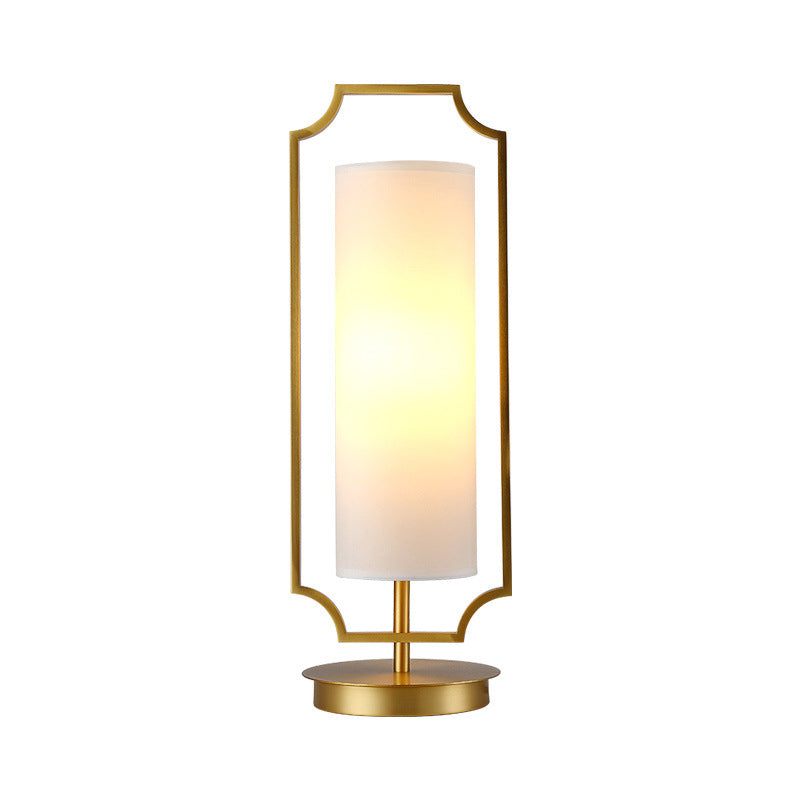 Luxury Cylinder Night Table Lighting Metal 1 Head Living Room Nightstand Light in White