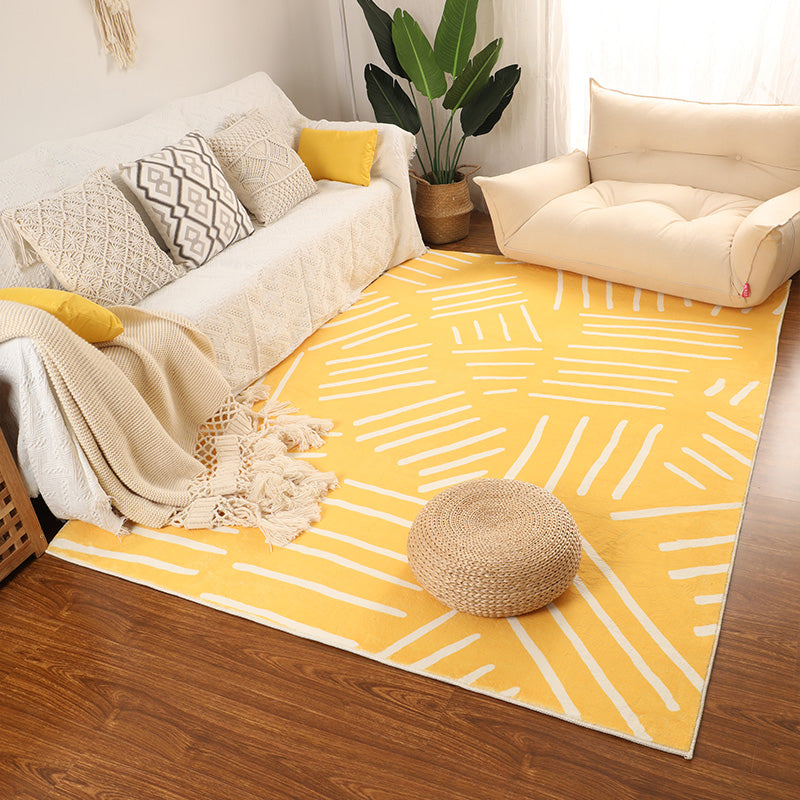 Fancy Yellow Carpet Geometric Print Polyester Area Rug Anti-Slip Area Rug for Home Decor