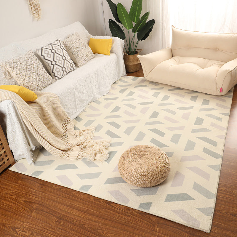 Fancy Yellow Carpet Geometric Print Polyester Area Rug Anti-Slip Area Rug for Home Decor