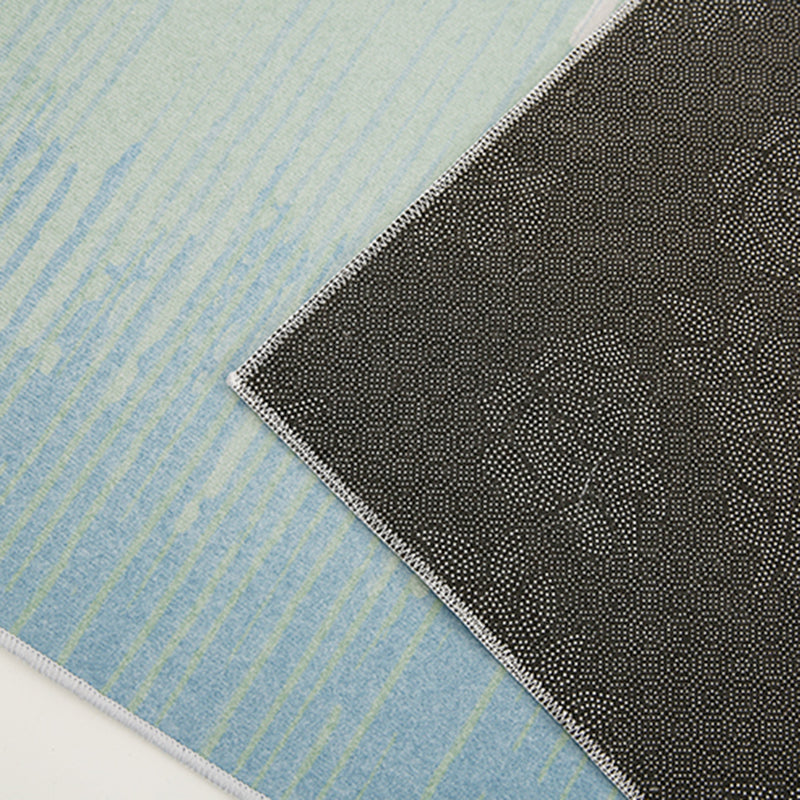 Stylish Blue Area Rug Color Block Polyester Area Carpet Anti-Slip Easy Care Rug for Living Room
