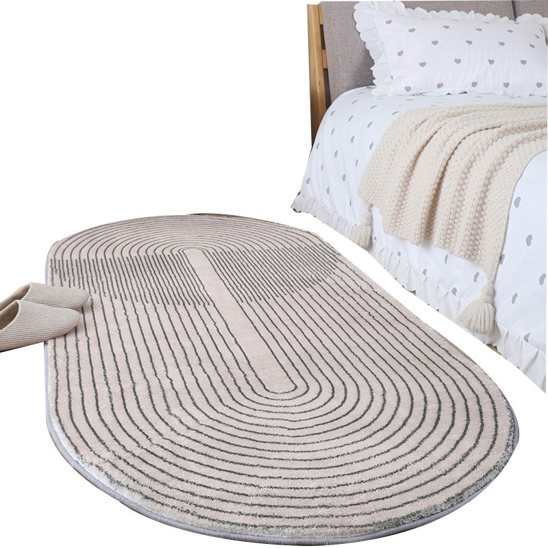 Grey Geometric Pattern Rug Modern Polyester Area Carpet Non-Slip Backing Rug for Bedroom