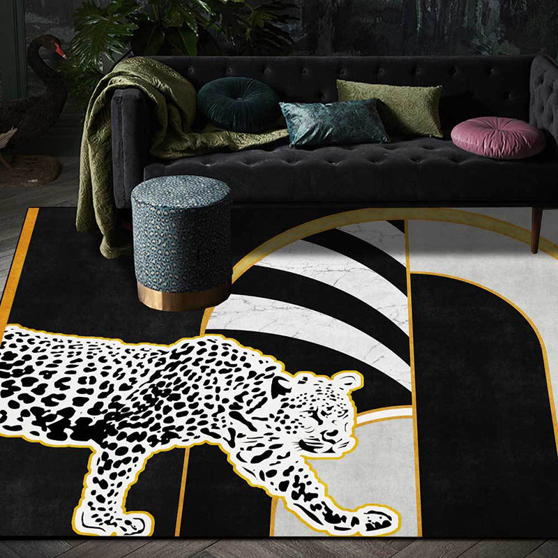 Fancy Tiger Print Rug Modern Polyester Area Rug Stain Resistant Rug for Drawing Room