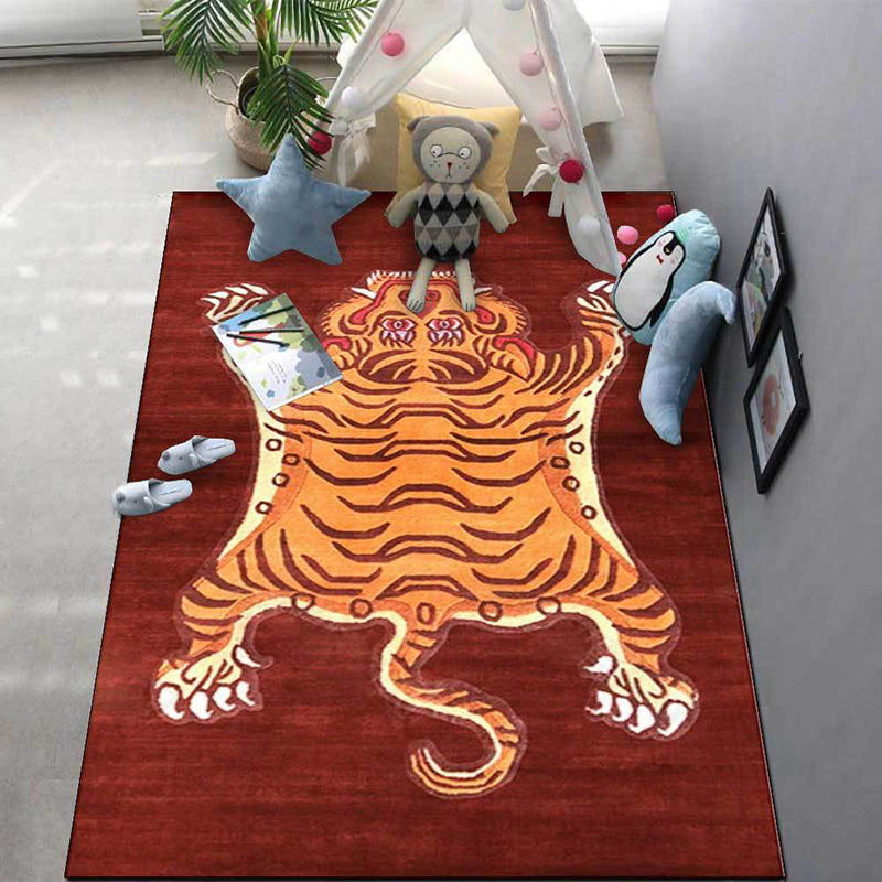 Fancy Tiger Print Rug Modern Polyester Area Rug Stain Resistant Rug for Drawing Room