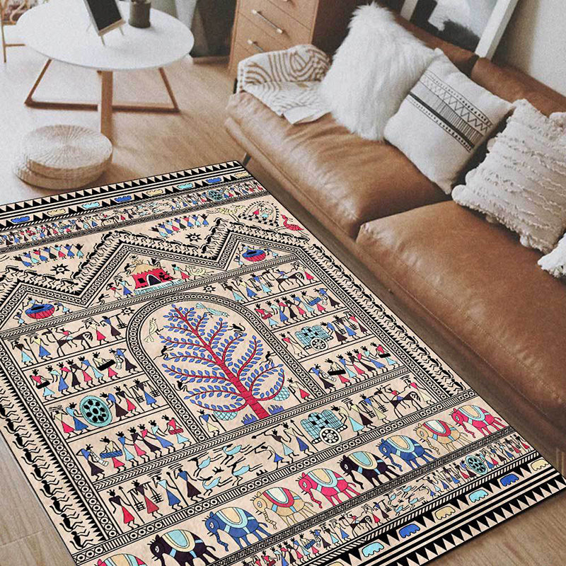 Fancy Tiger Print Rug Modern Polyester Area Rug Stain Resistant Rug for Drawing Room