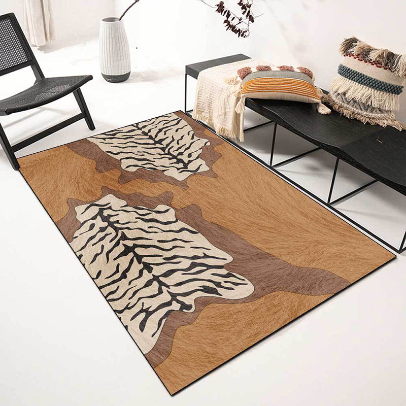 Fancy Tiger Print Rug Modern Polyester Area Rug Stain Resistant Rug for Drawing Room