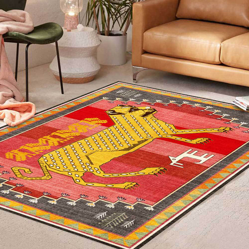 Fancy Tiger Print Rug Modern Polyester Area Rug Stain Resistant Rug for Drawing Room