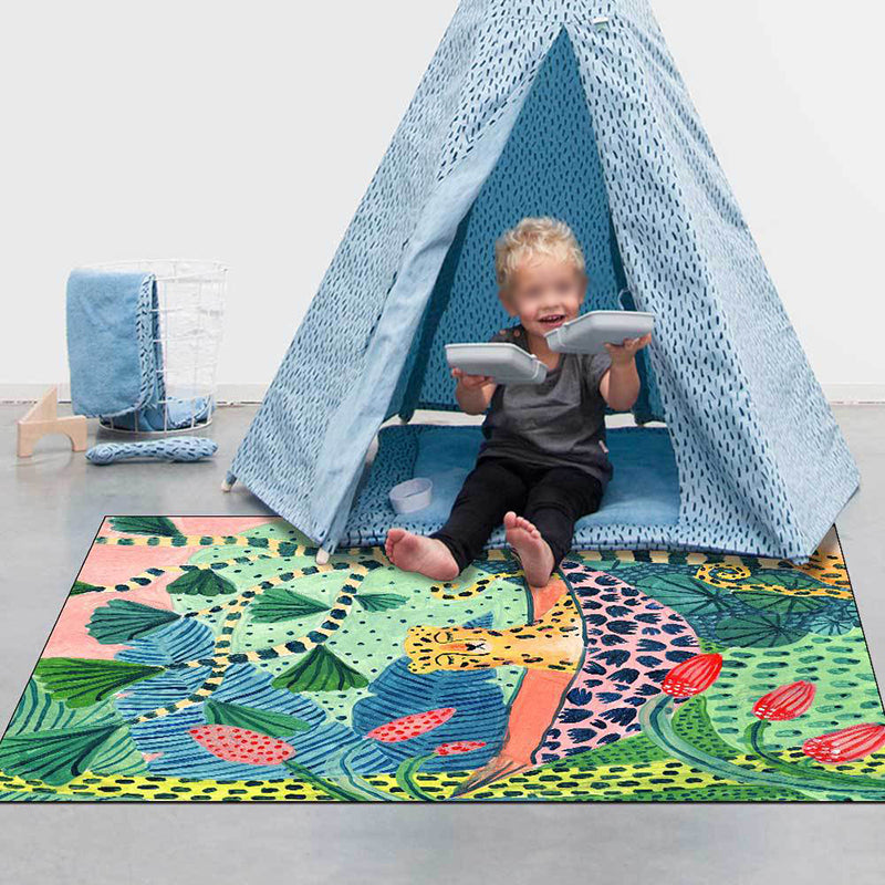 Modern Living Room Area Carpet Tiger Print Polyester Area Rug Anti-Slip Area Rug