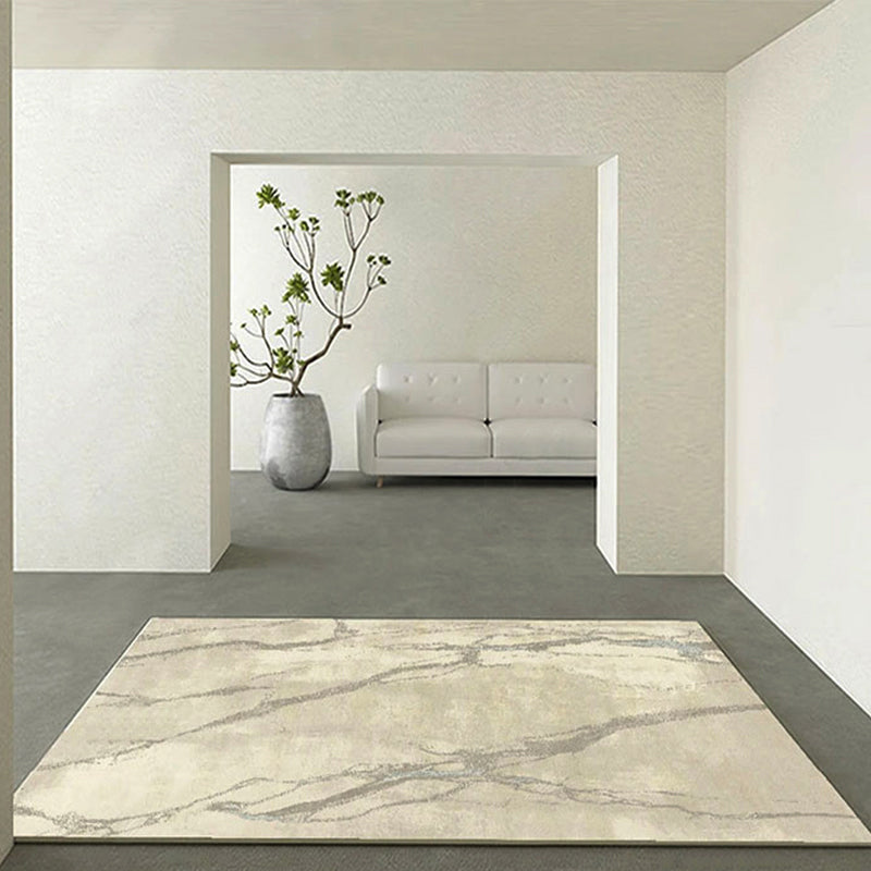 Tapis gris moderne Géométrique Imprimez en polyester tapis lavable antidérapant pour salon