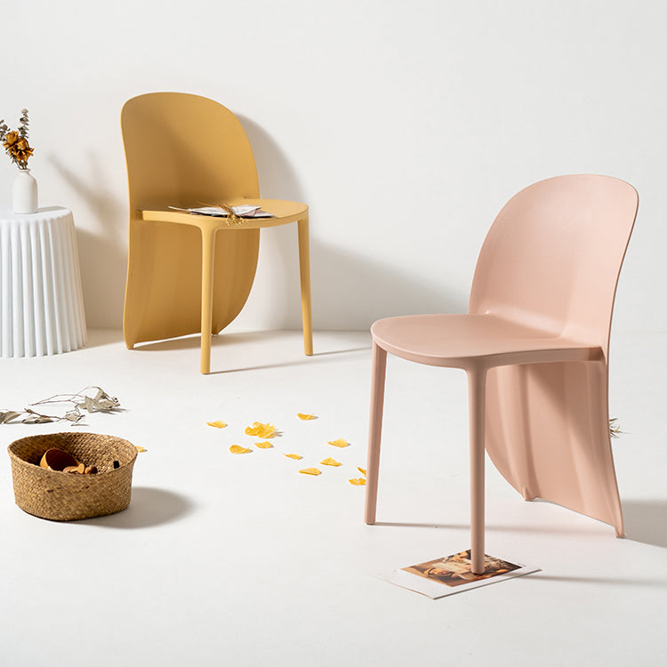 Silla de comedor de plástico de estilo nórdico, sillas laterales sin brazos para cocina (juego de 2)