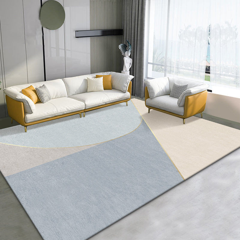 Blau moderne Teppichfarbe Block Polyester Fläche Teppichfleckfest Teppich für Wohnkultur