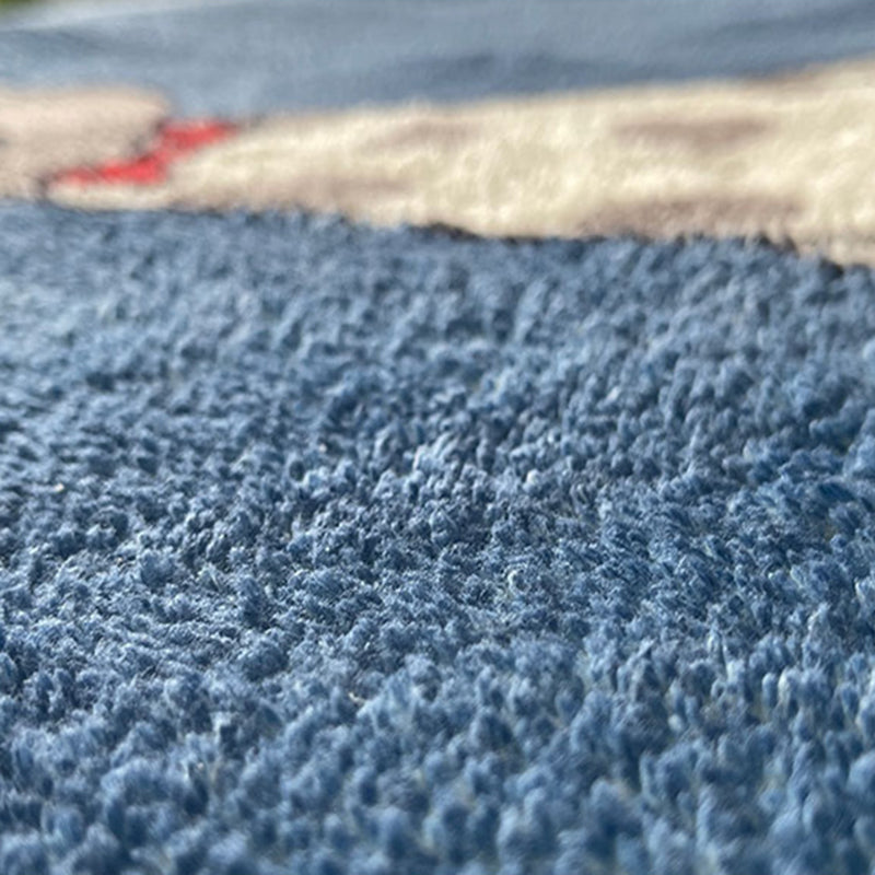 Tapis nordique bleu Polyester Tapis en grume tapis de support sans glissement pour décoration intérieure