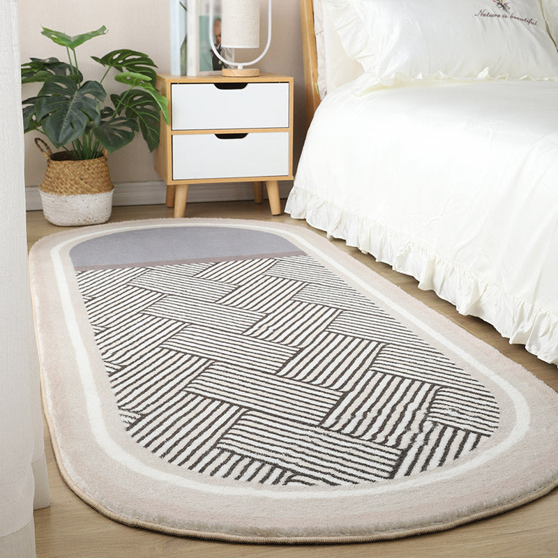 Black Modern Rug Blending Stripe Rug Non-Slip Backing Rug for Living Room