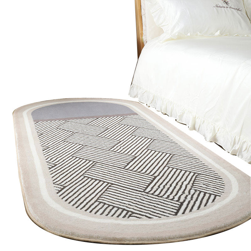 Black Modern Rug Blending Stripe Rug Non-Slip Backing Rug for Living Room