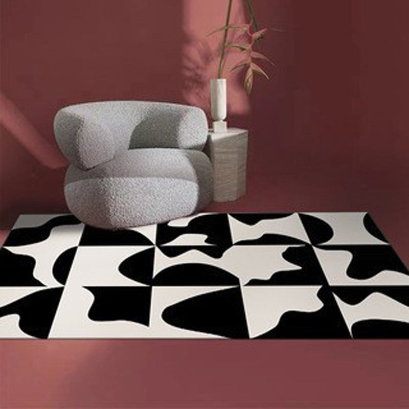 Tapis de tapis de couleur noire Polyester Tapis lavable pour tapis lavable pour décoration intérieure