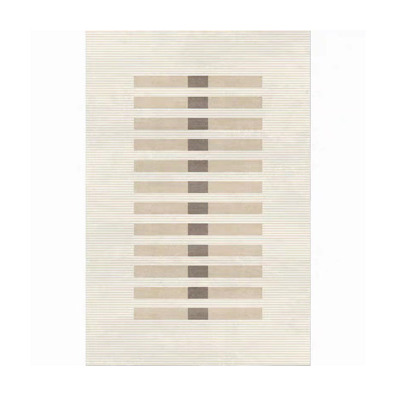 Alfombra de poliéster moderno de beige beige alfombra de rayas de poliéster para sala de estar