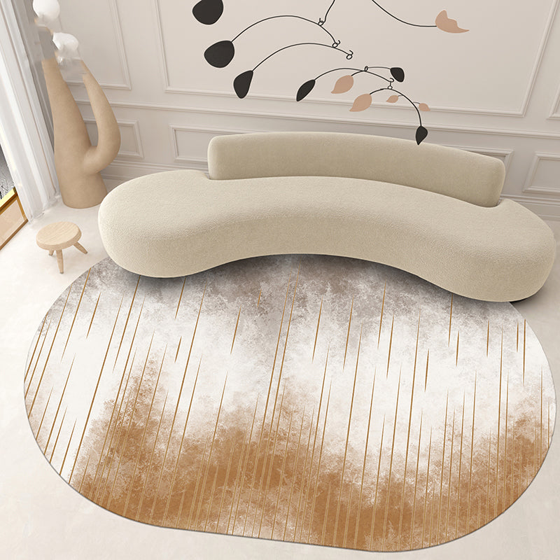 Brown Modern Carpet Polyester Graphic Carpet Washable Area Carpet for Living Room