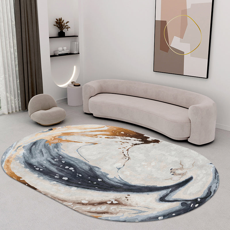 Brown Modern Carpet Polyester Graphic Carpet Washable Area Carpet for Living Room