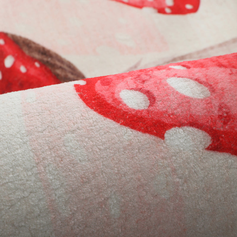 Red Modern Indoor Rug Blending Mushroom Area Rug Washable Rug for Home Decor