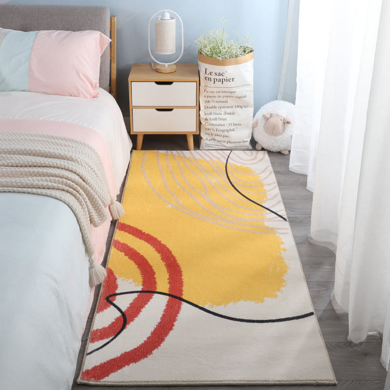 Red Modern Indoor Rug Blending Mushroom Area Rug Washable Rug for Home Decor