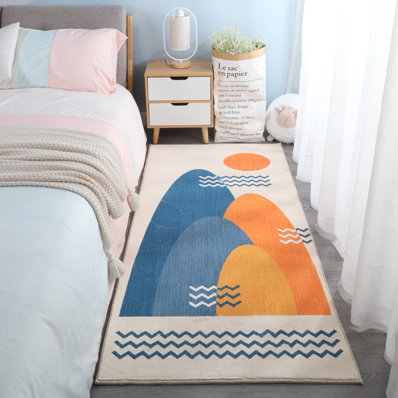 Red Modern Indoor Rug Blending Mushroom Area Rug Washable Rug for Home Decor