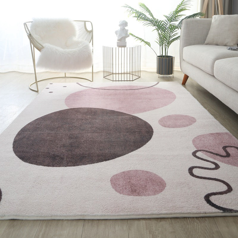 Tapis de couleur rose clair Polyester tapis nordique Tapis résistant aux taches pour la décoration intérieure