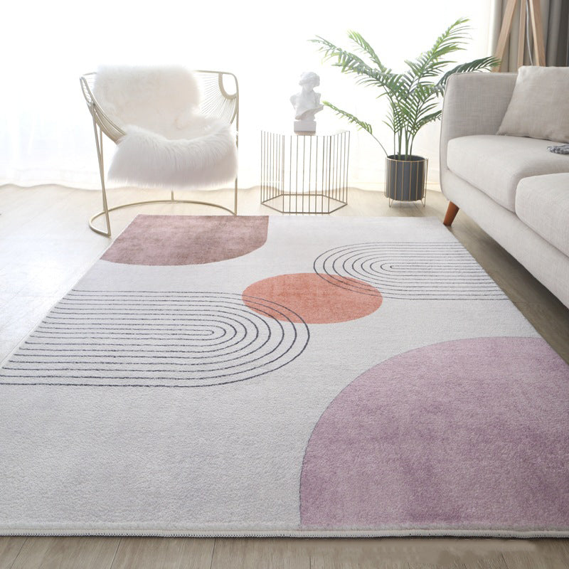 Tapis de couleur rose clair Polyester tapis nordique Tapis résistant aux taches pour la décoration intérieure