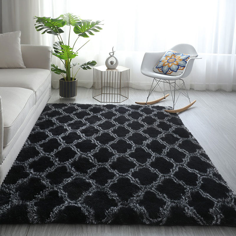 White Casual Rug Blending Star Indoor Rug Non-Slip Backing Rug for Home Decor