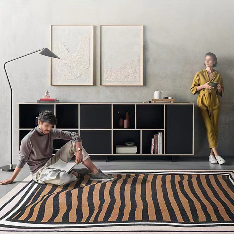 Alfombra de franja marrón oscuro alfombra moderna alfombra sin deslizamiento de la alfombra para el salón para el salón