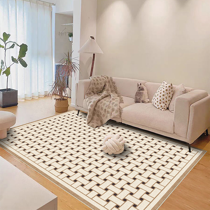 Simplicity Gingham Print Carpet Polyester Area Rug Stain Resistant Indoor Carpet for Home Decoration