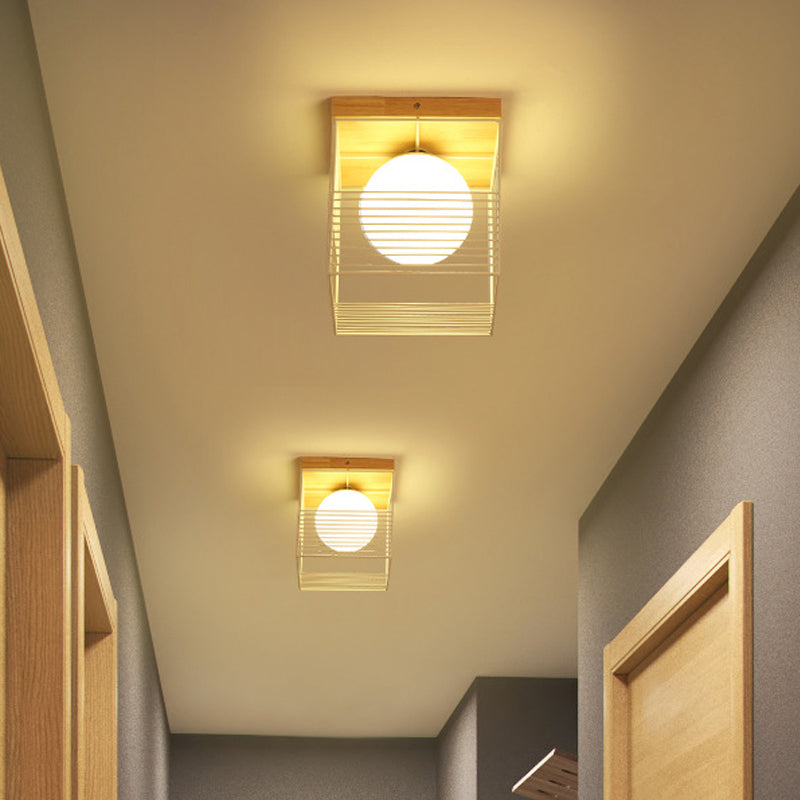 Wit/Zwart Vierkant Inbouwplafondlamp Metaal Eigentijds 1-kops Inbouwhanglamp voor Slaapkamer