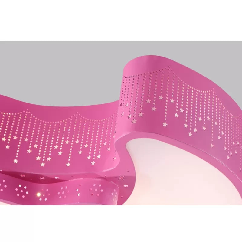 18"/21.5" Star and Moon Flush Mount Lamp Macaron Metal LED Ceiling Lamp in White/Pink/Blue/Green for Kindergarten, Third Gear/White Light