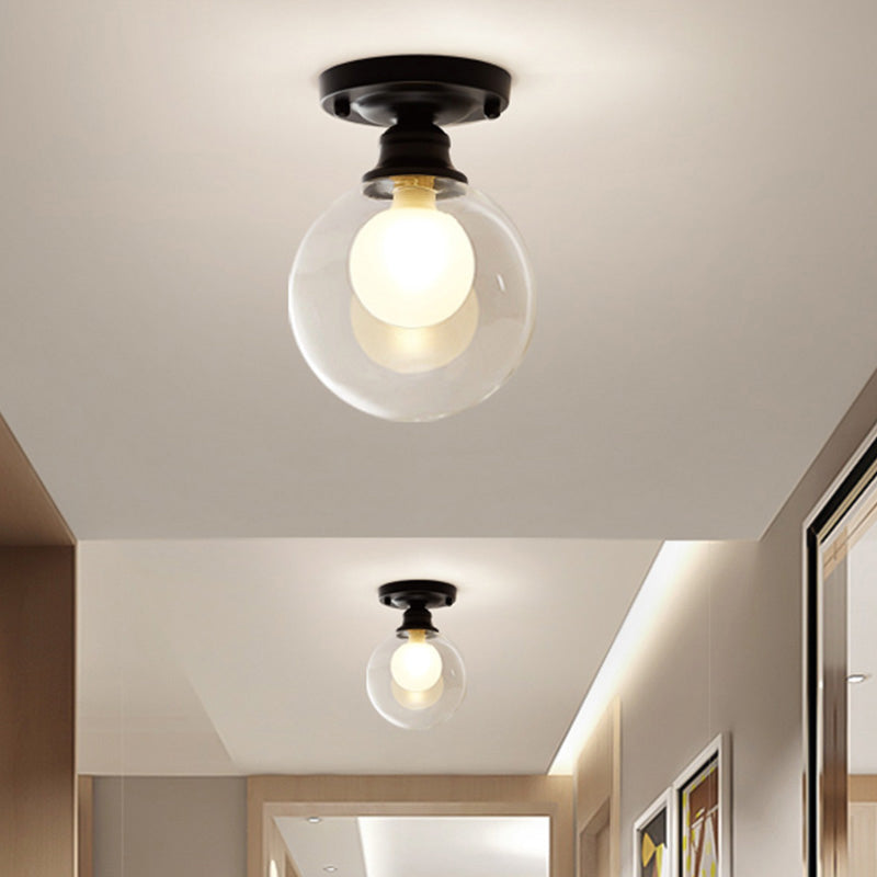 Orb-Glas-Einbauleuchte, moderne Deckenleuchte mit 1 Kopf, transparent, für Schlafzimmer
