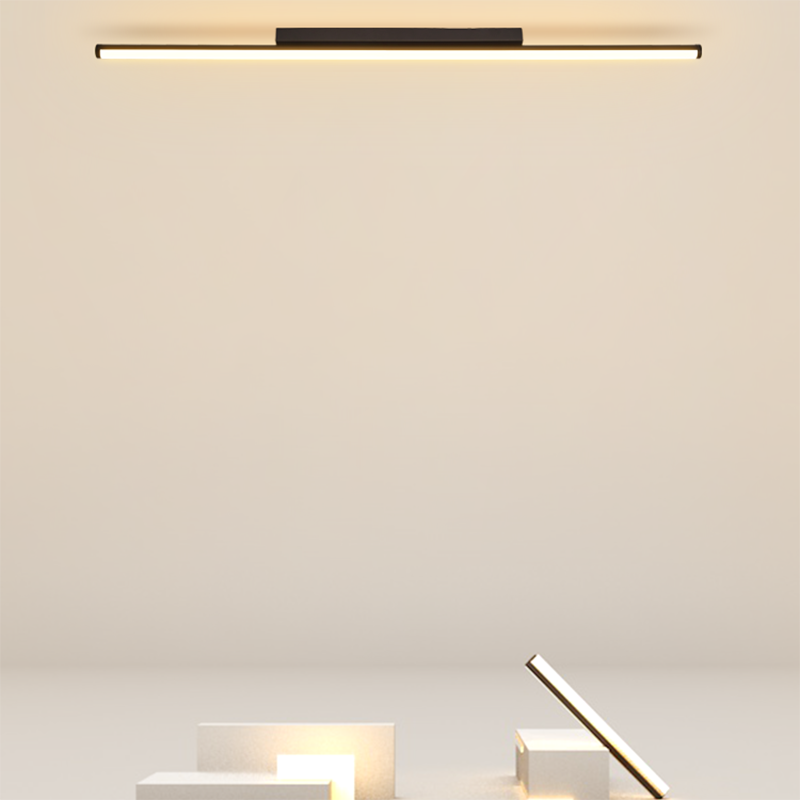 Acrylic Black LED Ceiling Light in Modern Minimalist Style Aluminium Linear Flush Mount